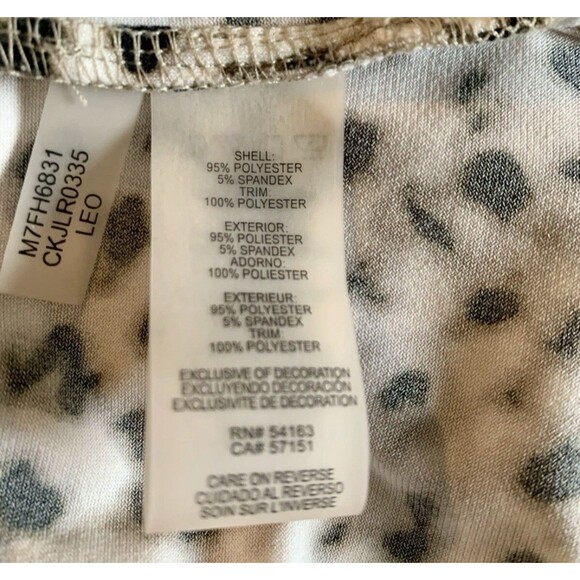 Calvin Klein Liquid Knit Leopard Animal Print 3/4 Bell Sleeve Top Blouse Large - Picture 6 of 8